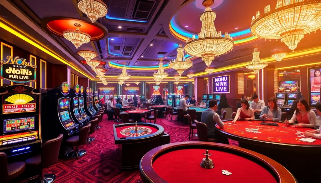 Experience the thrill of NOHU LIVE with vibrant casino gaming tables and engaging players.