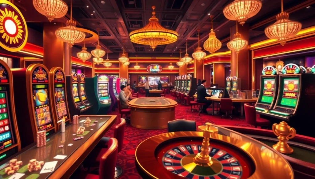 Experience the thrill of kkwin 03 with vibrant casino gaming visuals showcasing lively players and classic elements.