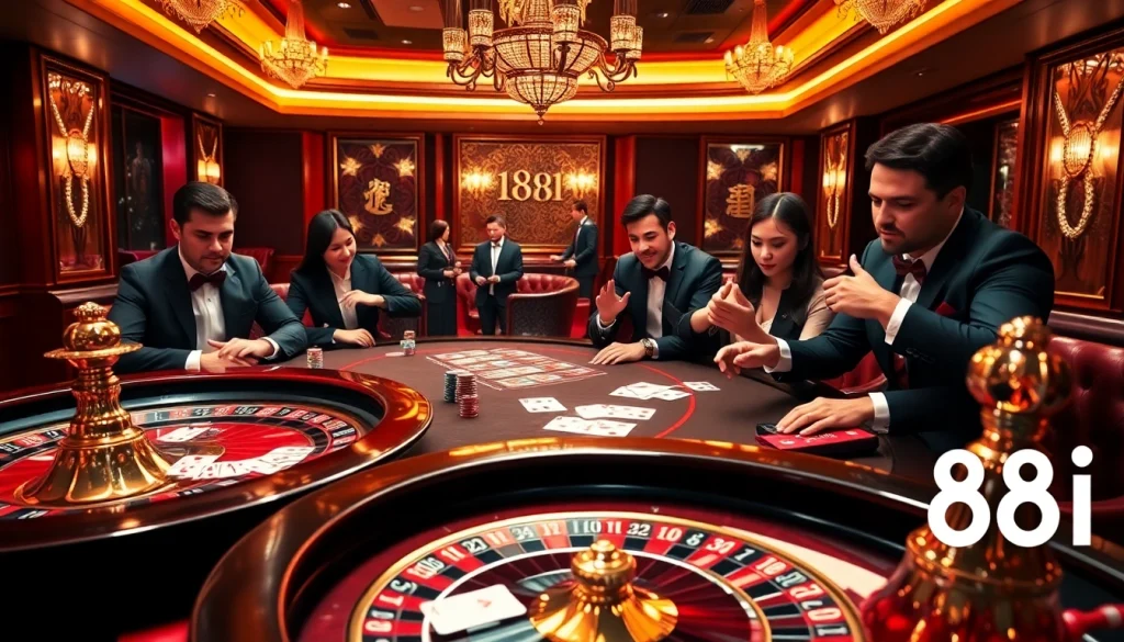 Exciting poker game scene showcasing 88i branding with vibrant chips and cards on the table.