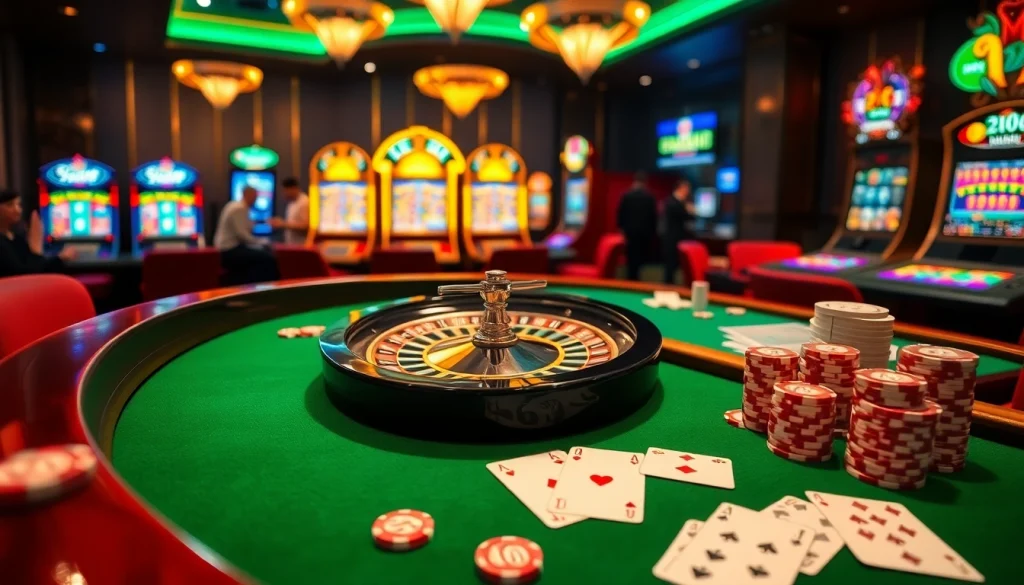 Engage in thrilling gameplay at 222bd with luxurious casino visuals featuring roulette and poker.