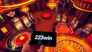 Experience the thrill of betting at 23win's luxury casino, featuring vibrant games and players.