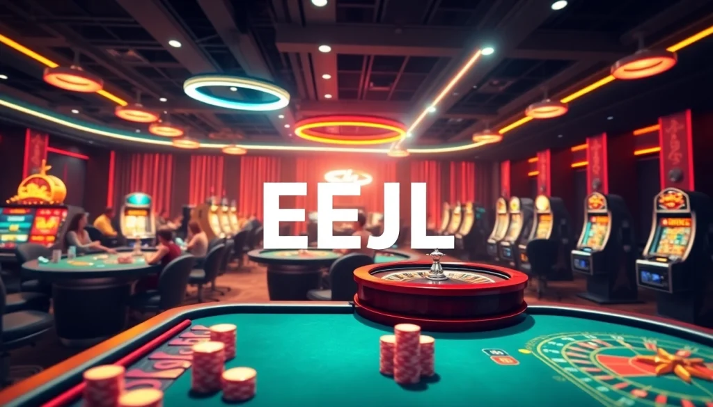 EEJL online casino atmosphere with vibrant gaming interface and engaging players.