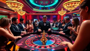 Experience the thrill of gambling at https://xx88.day/ with an exciting casino scene featuring a roulette table.