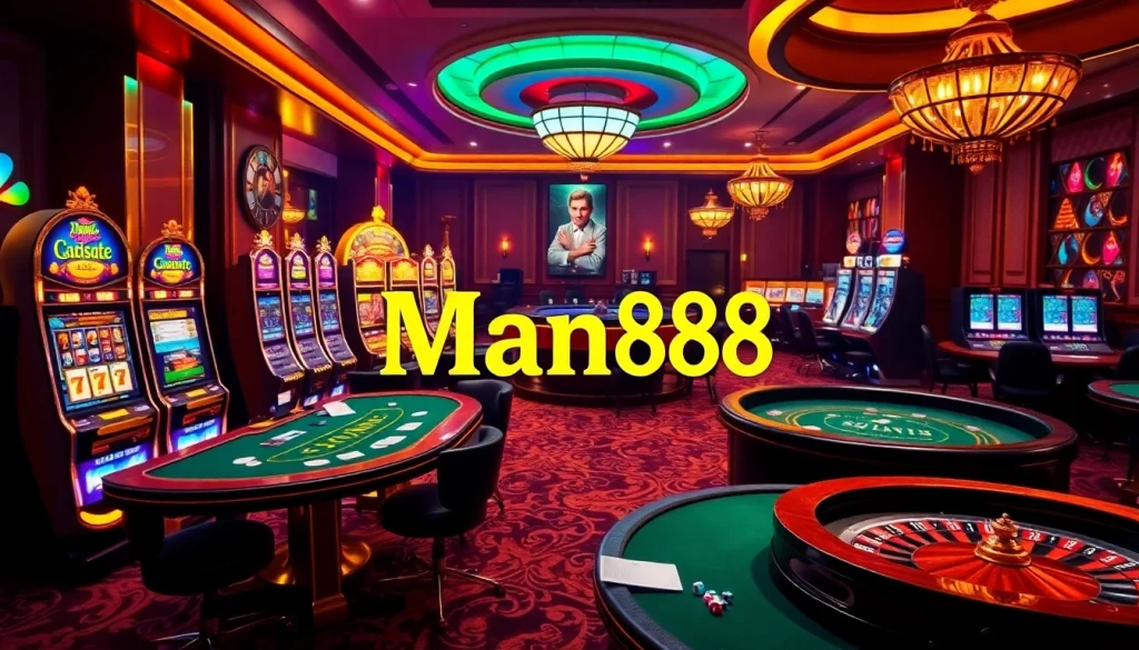 Experience the thrill of Man88 with vibrant casino tables and exciting gaming action.