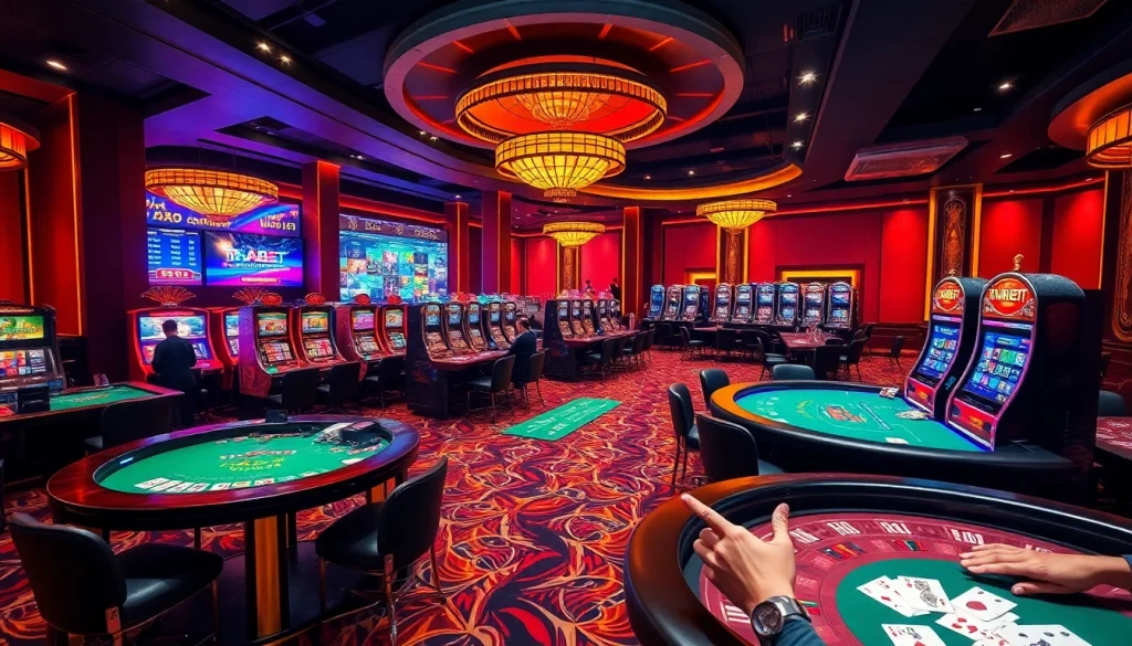 Experience the thrill of gambling at THABET with vibrant casino tables and exciting slot machines.