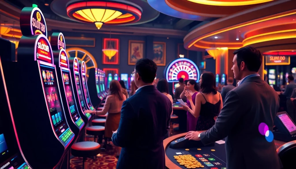 Experience the thrill of slot88 machines in a vibrant casino environment.
