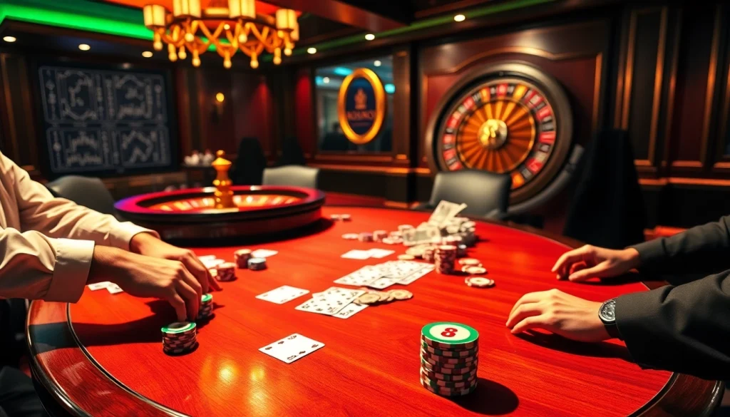 Exciting poker game scene at Say 88 casino with vibrant chips and cards.