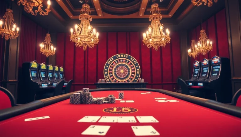 Engage in a thrilling game at the JL55-themed poker table in a luxurious casino setting.