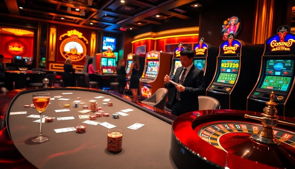 MB66 casino scene with poker chips and roulette wheel, showcasing thrilling betting action