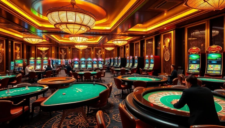 Guests engaging at kubet's lively casino tables with luxurious decor and vibrant atmosphere.