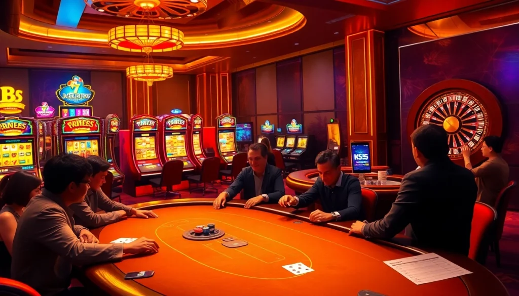 Play poker at KK55.com-inspired luxury casino with a vibrant atmosphere.