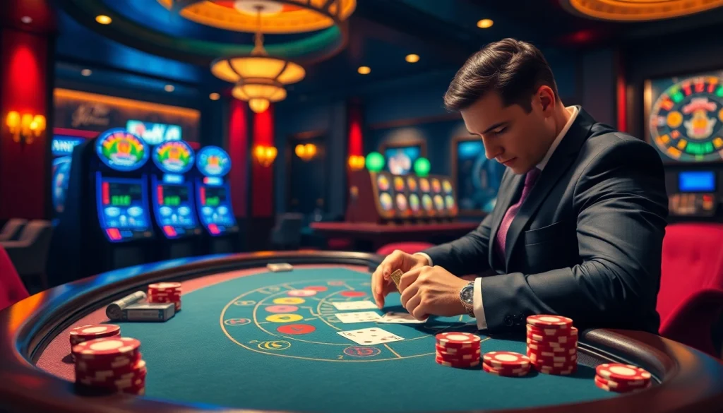 Experience thrilling casino gameplay with rikvip at a vibrant blackjack table.